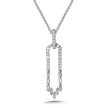 14K White Gold Brilliant Baguettes Trendy Diamond Necklaces